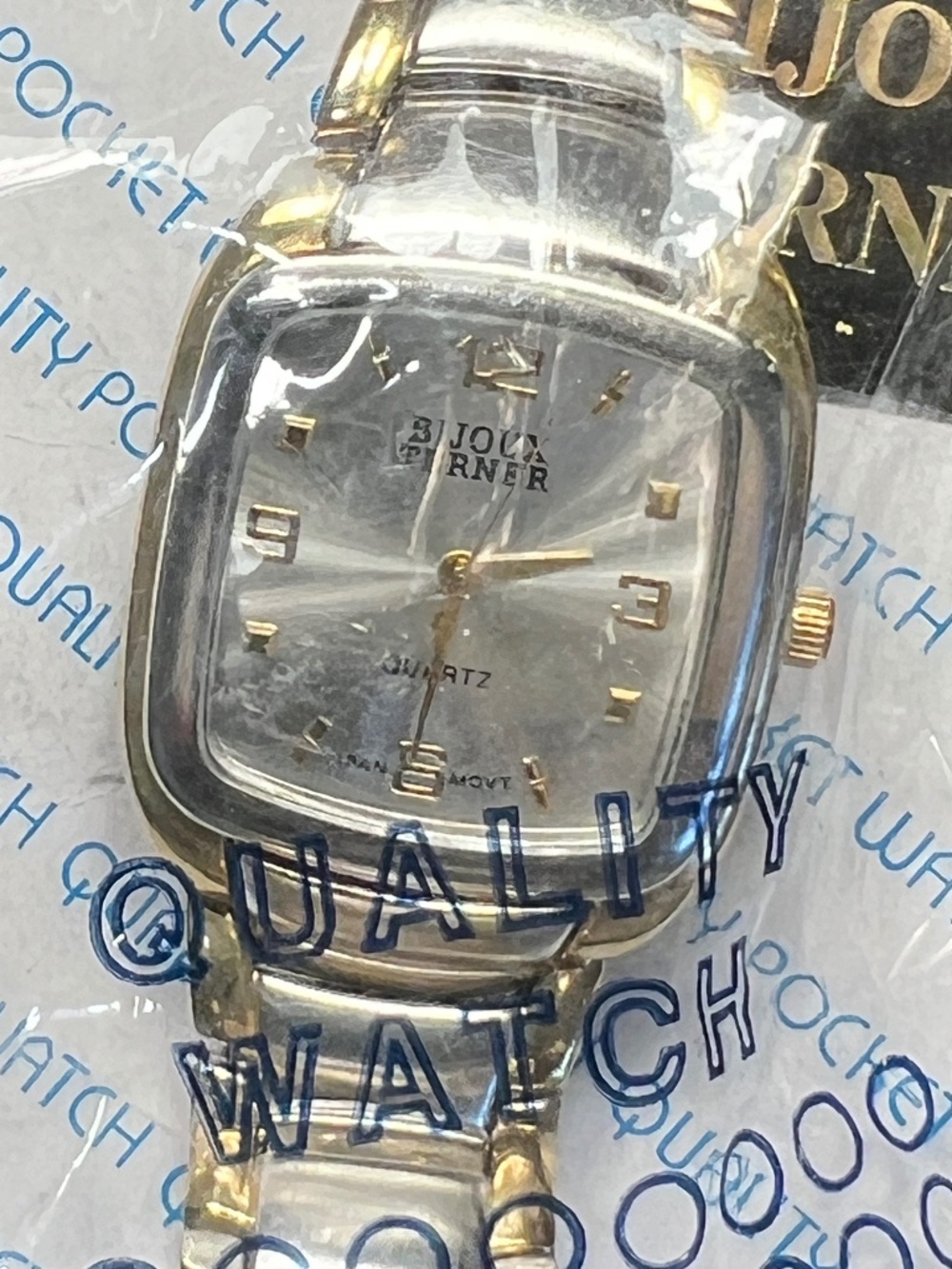 Bijoux Terner Square FaceTwo Tone Quartz Japanese Movement New